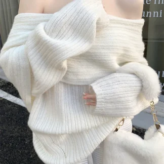 Oversized Elegant Off Shoulder Sweater