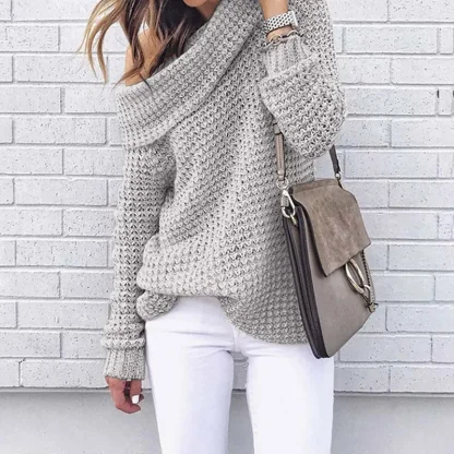 Gray Off Shoulder Sweaters